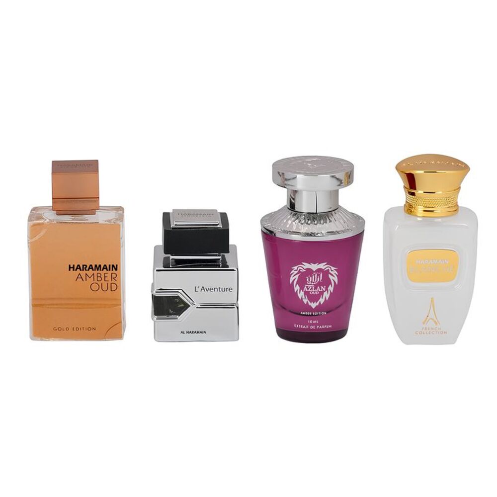 Haramain Travel Exclusive 4×10ml Set(Amber Oud+L'aventure+Azlan Oud+Blanche)-New